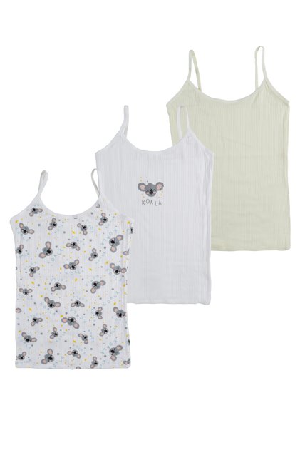 Girl's Cotton 3-Piece Cotton Ribbed Patterned Undershirt