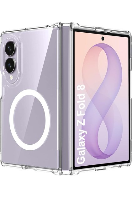 Samsung Galaxy Z Fold 8 Uyumlu Kılıf Magsafe Wireless Kablosuz Şarj Destekli Sert Şeffaf Darbe Emici Kapak