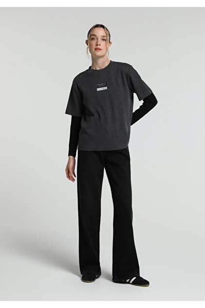 Wide Leg Fit Kadın Black Black Denim Jean Pantolon