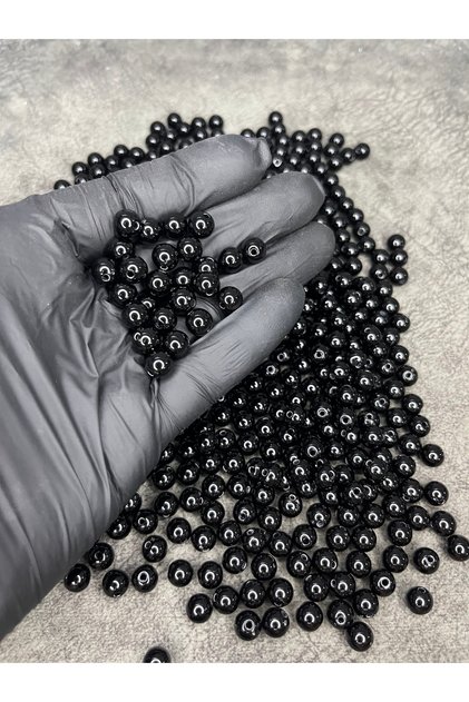 100 Pieces Sphere Black 8mm Powder Amber Beads