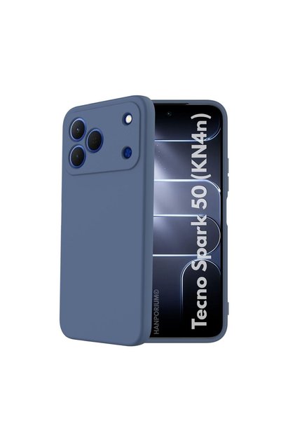 Tecno Spark 50 Compatible Silicone Case - Pastel Color Tone Flexible Cover with Camera Protection - Navy Blue
