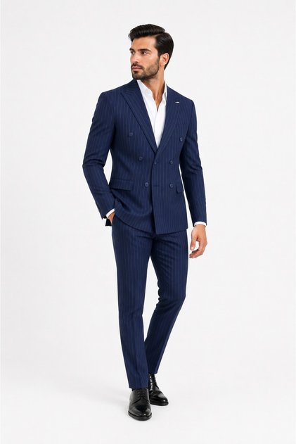Men's Double-Breasted Suit Striped Men's Double-Breasted Suit