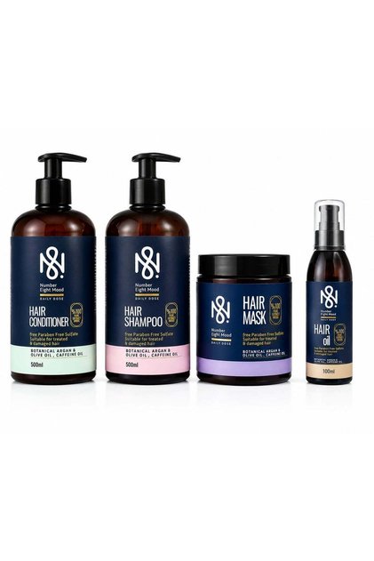 Number Eight Mood - "Daily Dose" Integrated Quadruple Set for Restoring Treated and Damaged Hair (Shampoo + Conditioner + Mask + Oil) - 4 Pieces