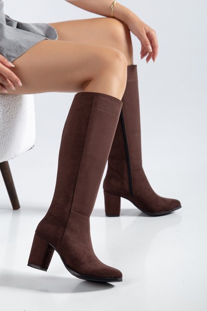 Brown Vienna Suede Women's Boots Heeled Winter Boots