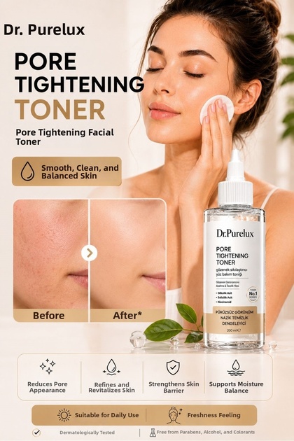 Pore Tightening Facial Tonic 200 ml | Facial Care Tonic Containing Glycolic Acid & Salicylic Acid & Niacinamide