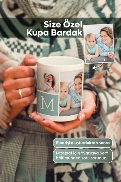 Kişiye Özel Baş Harfli Fotoğraflı Kupa Bardak – Resimli Kolaj Harf Tasarım | Anneye, Babaya, Sevgiliye Hediye