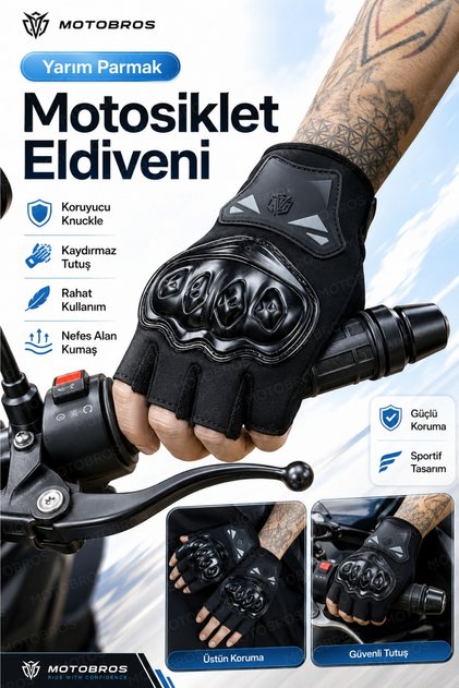Motorcyclist Gloves Fingerless Motorcycle Gloves Ce En-13594 Certified Jk Black Summer Half Non-Slip