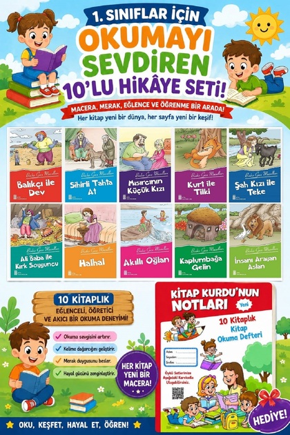 1. Set of 10 Stories That Make Reading Fun for Grades 1 and 2 (Book Reading Notebook Gift)
