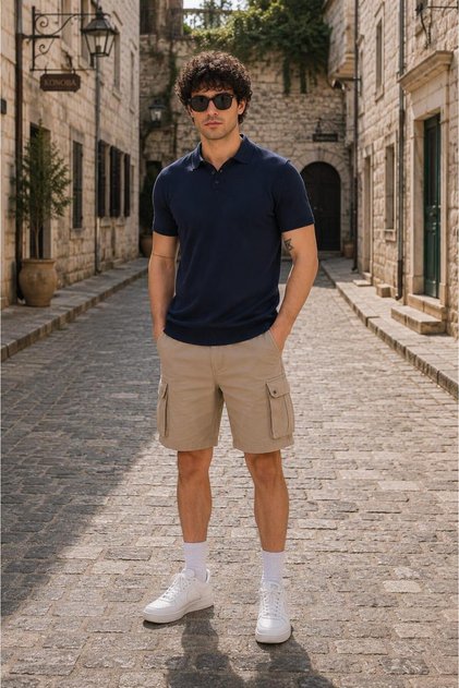 Polo Neck Buttoned Knitwear T-Shirt (50024)