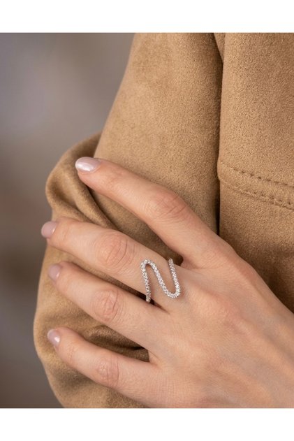 Special Design Wave Form Stone Adjustable Anti-Tarnish Steel Premium Ring