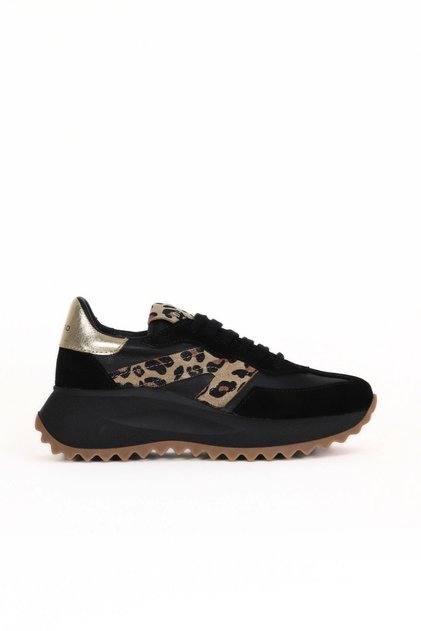 Black Mutli Leather Women's Sports Shoes 01We5001
