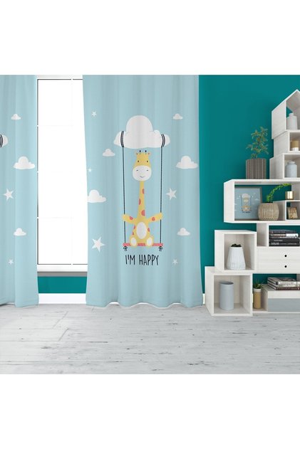Teddy Bear Taking Selfies Children's Room Single Wing Background Curtain