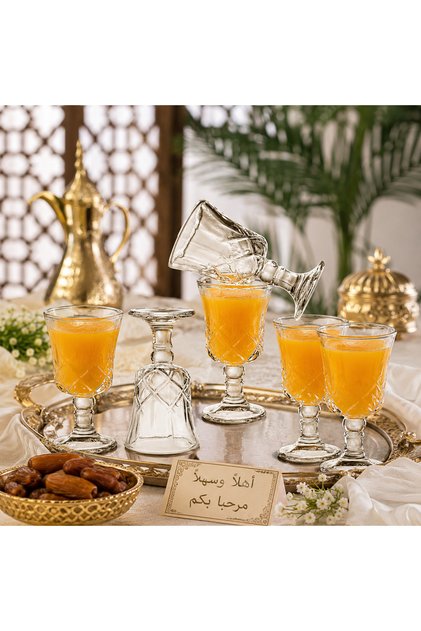 كاسات عصير وزجاج ترحيبي ميني بتصميم كلاسيك أنيق – 6 قطع | ارتفاع 10 سم 🍷✨
