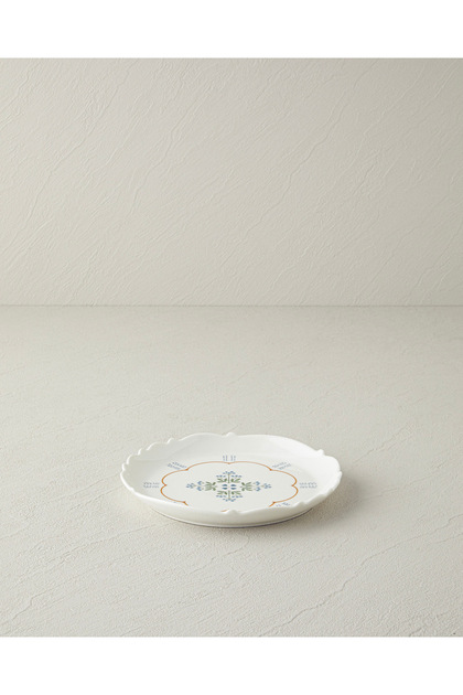 Retro Paisley New Bone China Pasta Tabağı 18 cm Beyaz - Mavi