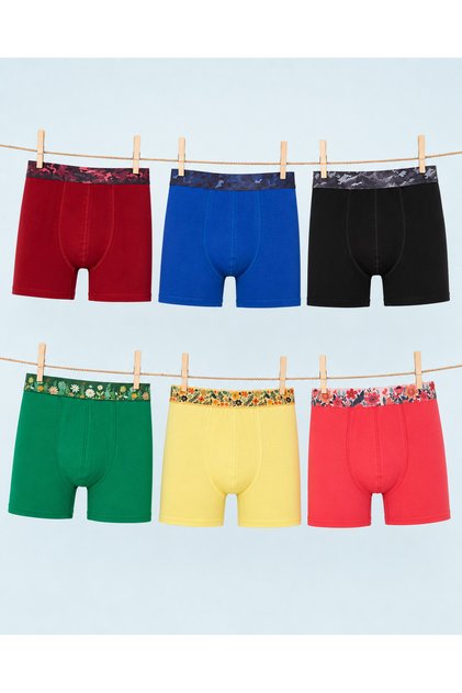 Men's Cotton Flexible 6 Pack Boxer Garden & Camouflage