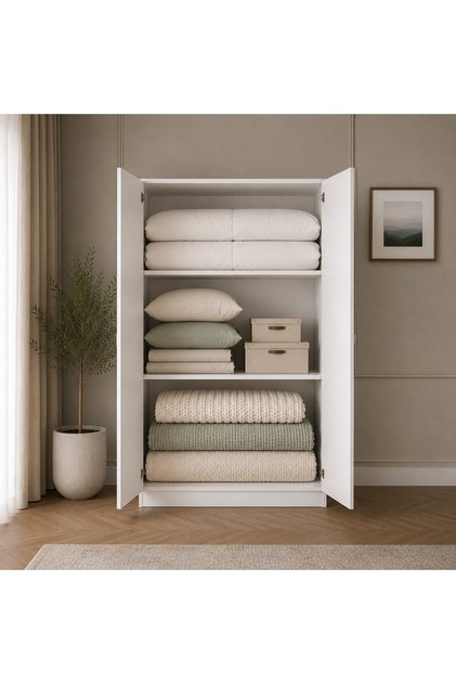 %100 MDF Yüklük - Yatak Dolabı - 2 Kapaklı Çok Amaçlı Dolap