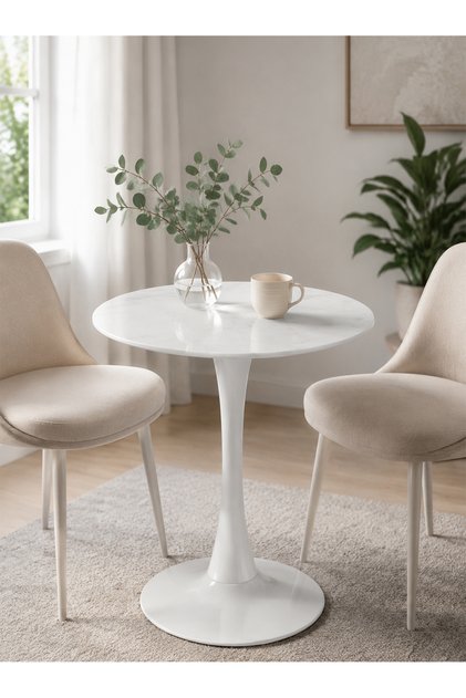 طاولة قهوة عصرية مستديرة من الرخام الحقيقي مقاس 80×74×45 سم، طاولة جانبية على شكل زهرة التوليب مع قاعدة متينة، طاولة شاي صغيرة مستديرة لغرفة المعيشة وغرفة النوم والشرفة والمكتب