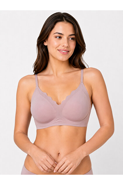 Soft Touch Seamless Lilac Color Laser Cut Seamless Adjustable Strap Women's Bra Without Underwire