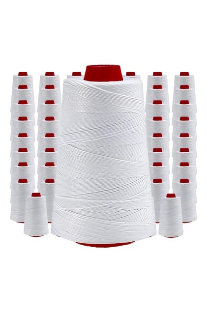 Çuval Ağzı Dikiş Makinesi İpi 5 Kat Beyaz %100 Polyester Konik Makara Çuval ve Torba Ağzı Kapatma İpliği 120 Adet