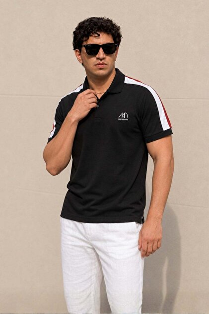 Black Polo Collar Men's T-Shirt 5215
