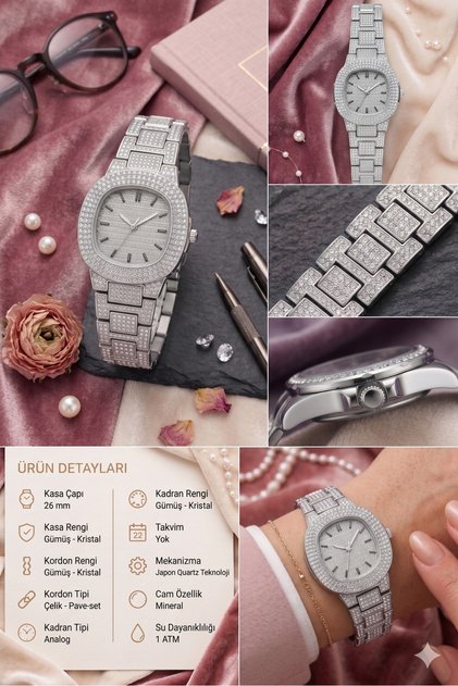 Women's Zircon Stone Shiny Case & Strap, Stylish and Luxurious Design Women's Wristwatch