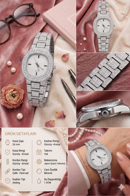 Women's Zircon Stone Shiny Case & Strap, Stylish and Luxurious Design Women's Wristwatch