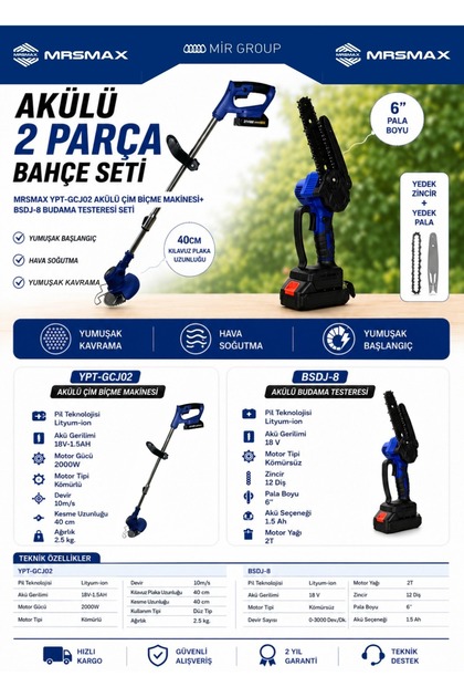 DOZZER Alman 798 Vf 25 Ah Karbon Motor 2x Akülü Akülü Şarjlı Kenar