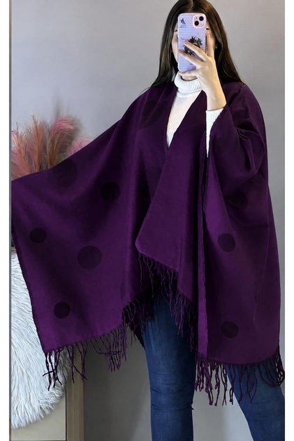 Women's winter double-sided poncho shoulder 140x140