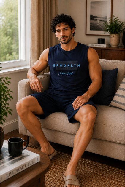 Men's Zero Sleeve Shorts 100% Cotton Pajama Set