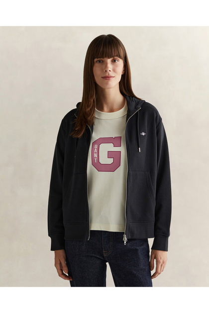 Kadın Siyah Relaxed Fit Kapüşonlu Sweatshirt
