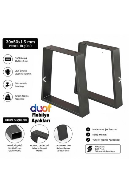 Metal Bank Sehpa Orta Sehpa Ayağı 2 Adet Ayak 42 cm Mobilya Ayağı