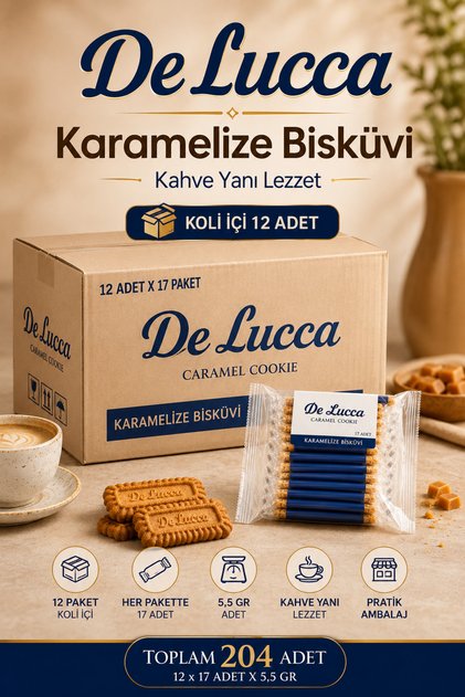 De Lucca Karamelize Bisküvi 12 Adet 17'li