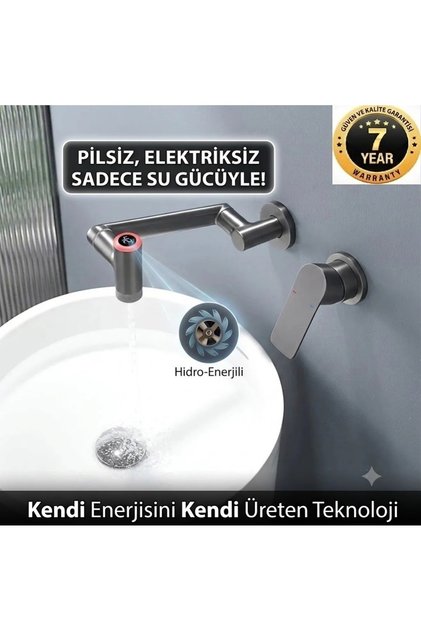 Bathroom Built-In Digital Led Sink Faucet Anthracite Color Recessed Installation Included 7 Years Warranty Imported