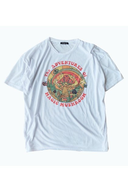 Unisex Beyaz Magic Mushroom Tişört