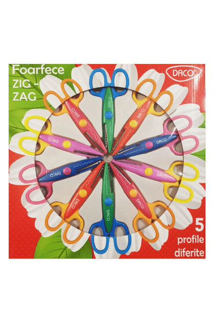 Foarfeca 14 cm, 10buc/set, Zig Zag Daco