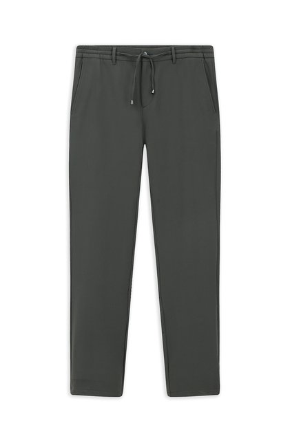 Slim Fit Elastic Waist Lace-Up Lycra Chino/Canvas Trousers