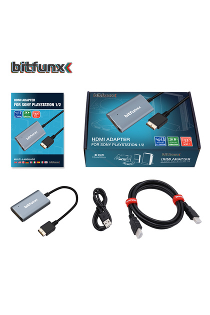 محول Bitfunx PS2 إلى HDMI™ لأجهزة ألعاب PS2 و PS1 و PlayStation 1/2 مع منفذ RGB إلى YP