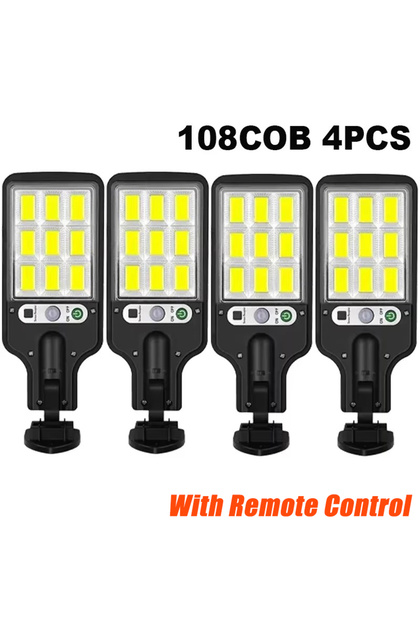 4PCS 108COB 1/2/4PCS 108 COB Sensor Street 3 Light Modes Outdoor Waterproof Security Solar Lamps for