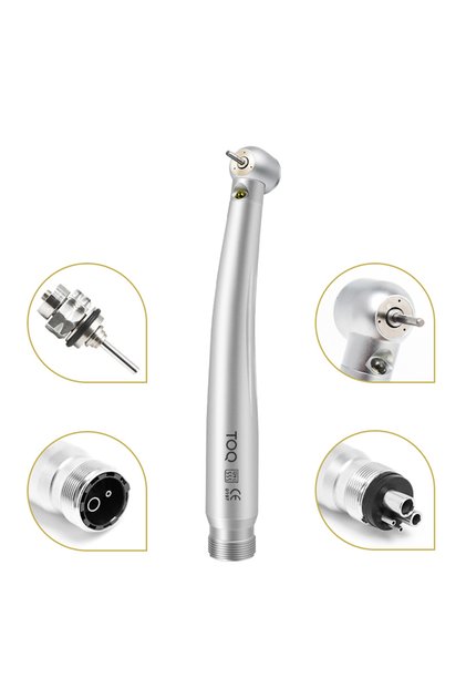 4 holes Dental LED High Speed Handpiece Toqrue Head Push Button Three Water Spray E-generator Air Tu