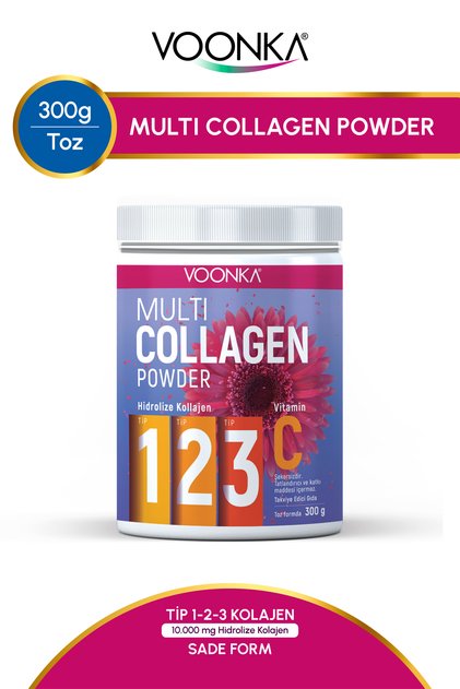 Multi Collagen Powder and Vitamin C 300 Gr - 3 Pieces
