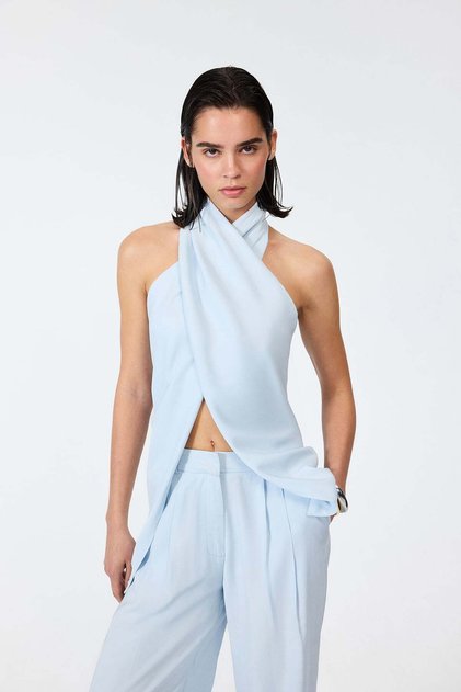 Double-breasted collar blouse