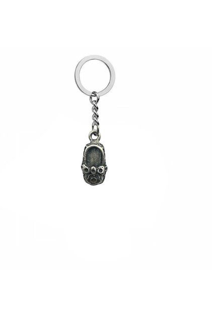 Tiny Grace – Silver Color Unisex Metal Keychain with Baby Girl Shoes Figure