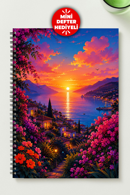 Sunset Landscape Themed A5 Metal Spiral Bound Unlined Cardboard Cover Special Design Themed A5 Notebook