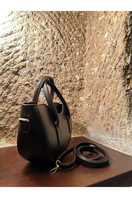 todays co Kayık Black Color Leather Bag with Strap- Trendyol