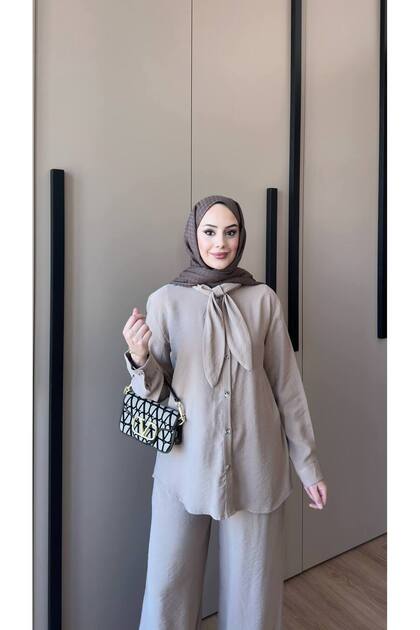 Hijab Pantsuit with Shirt and Collar Model for Summer