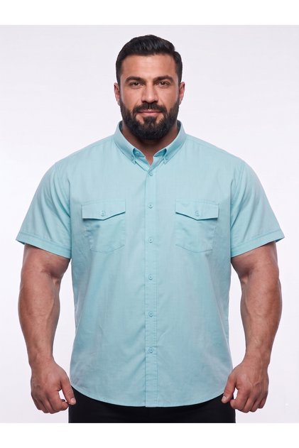Turquoise Short Sleeve Men's Shirt
