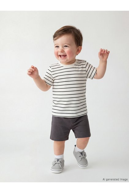 Tricou și pantaloni scurți în dungi pentru bebeluși băieți