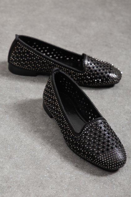Stone Embellished, Perforated, Breathable, Stylish Women's Ballerinas
