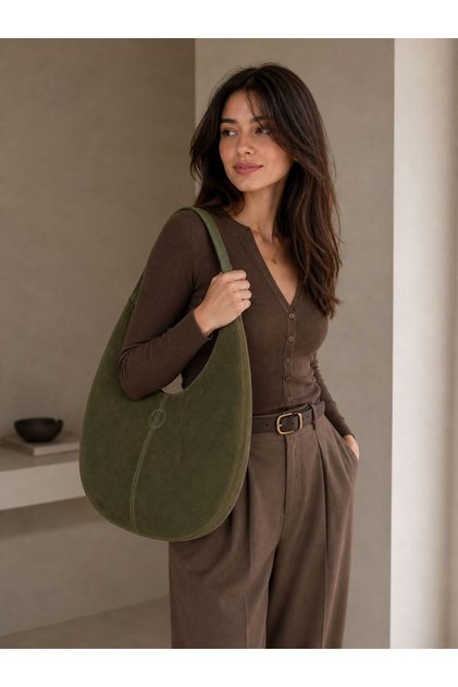 %100 Gerçek Deri Kadın Omuz Çantası Hobo Model Mıknatıs Kapamalı Geniş Günlük Çanta