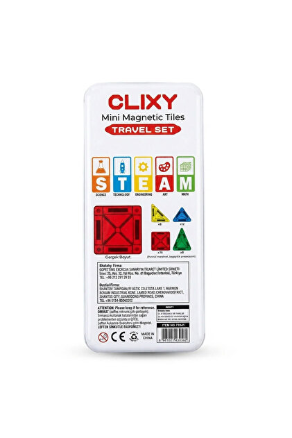 CLIXY Mini Manyetik Bloklar 64 Parça Travel Set | Şeffaf Renkli